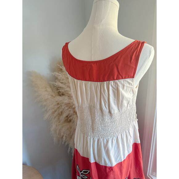 Anthropologie Lithe Embroidered Floral Dress Size 4 Red Retro 70s Pinup - Picture 8 of 10